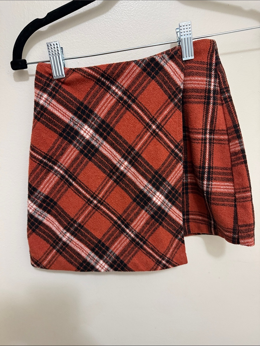 GB girls Rust Plaid Skirt with Black and White Accents